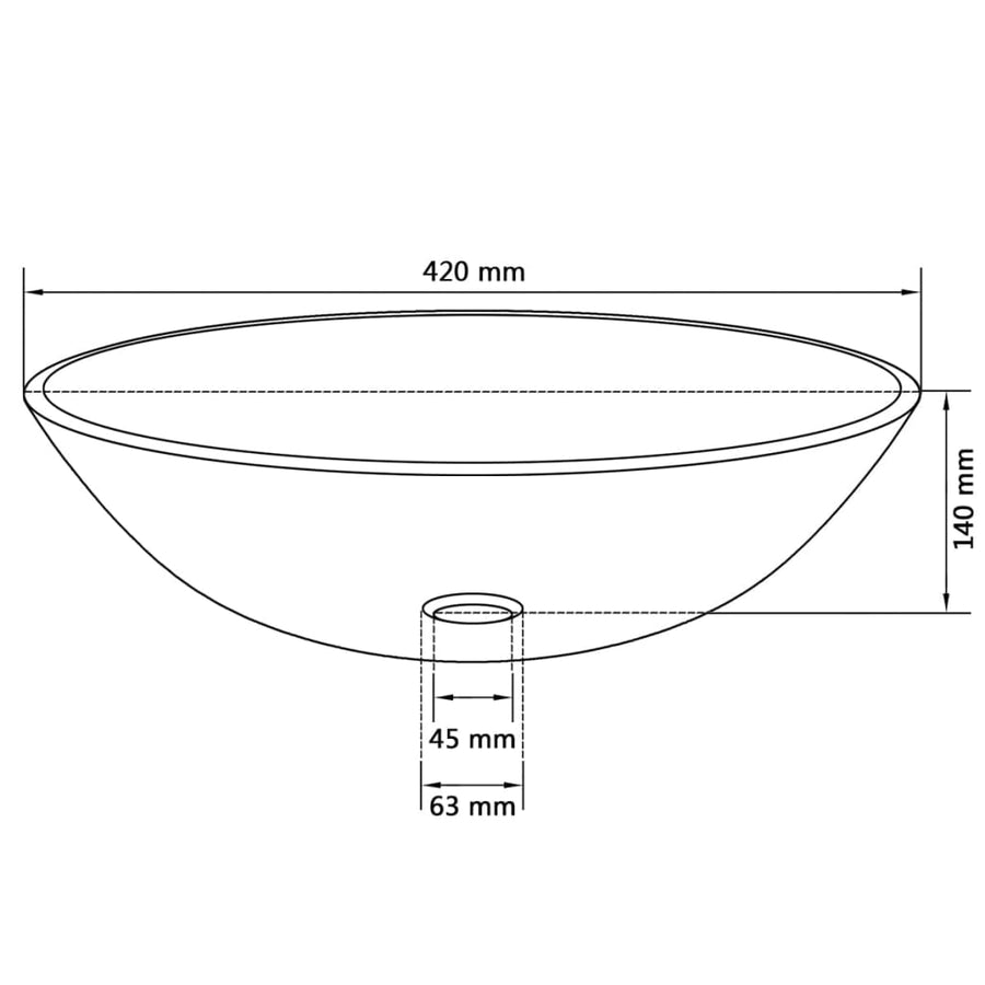 Wasbak gehard glas 42 cm bruin Bruin Geen kraan