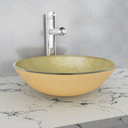Tempered glass sink 42 cm gold
