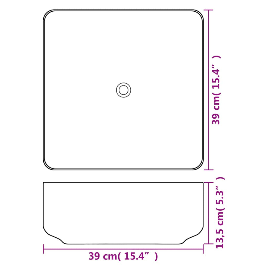 Wastafel Vierkant Wit 39X39X13,5 Cm Keramiek
