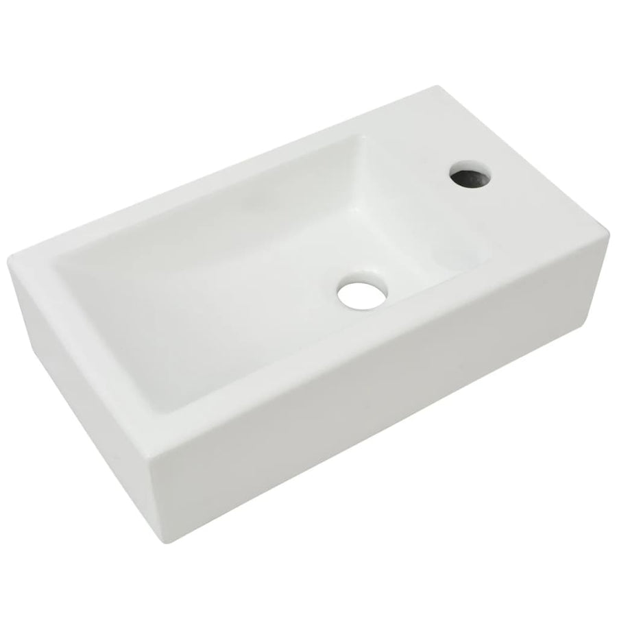 Wastafel Met Kraangat Rechthoekig Wit 46X25,5X12 Cm Keramiek