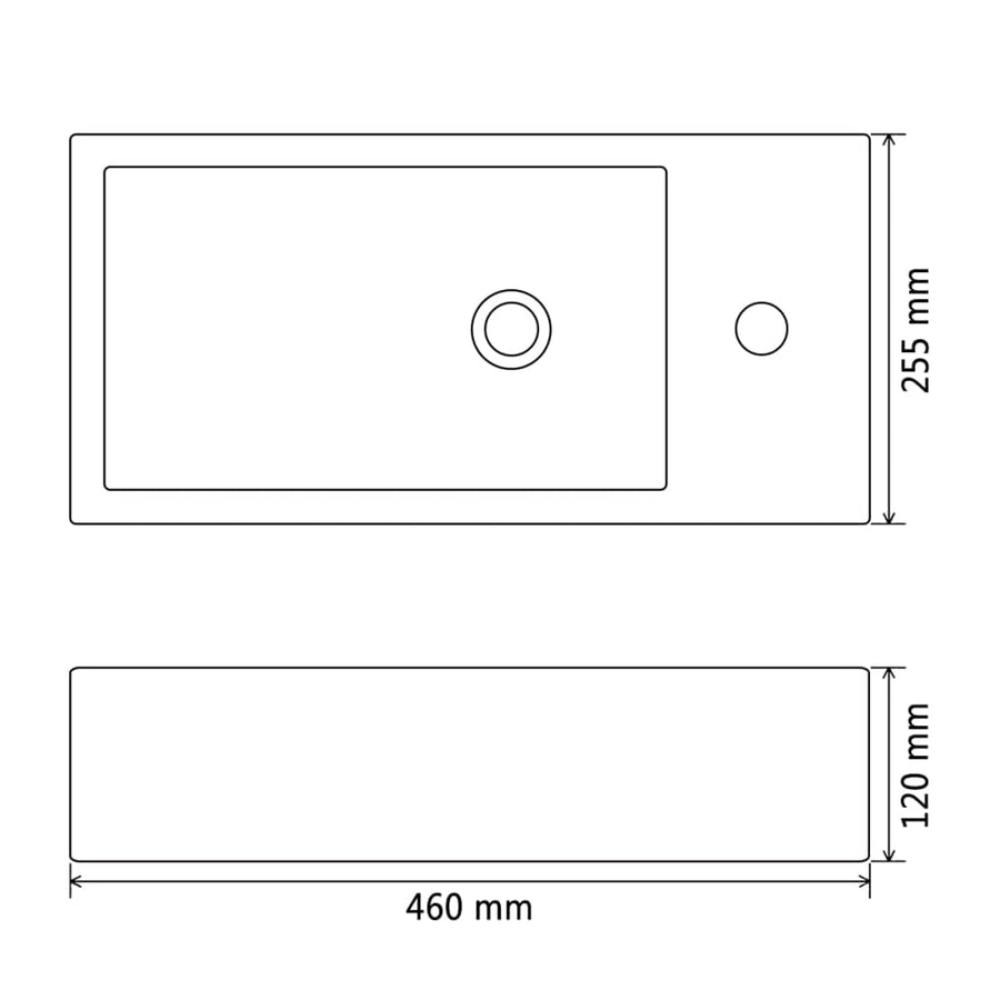 Wastafel Met Kraangat Rechthoekig Wit 46X25,5X12 Cm Keramiek