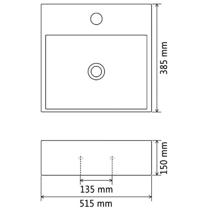 Wastafel Met Kraangat Wit 51,5X38,5X15 Cm Keramiek 51.5 x 38.5 x 15 cm