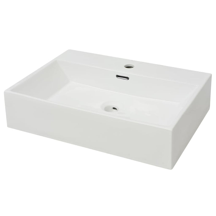 Wastafel Met Kraangat Wit 60,5X42,5X14,5 Cm Keramiek 60.5 x 42.5 x 14.5 cm