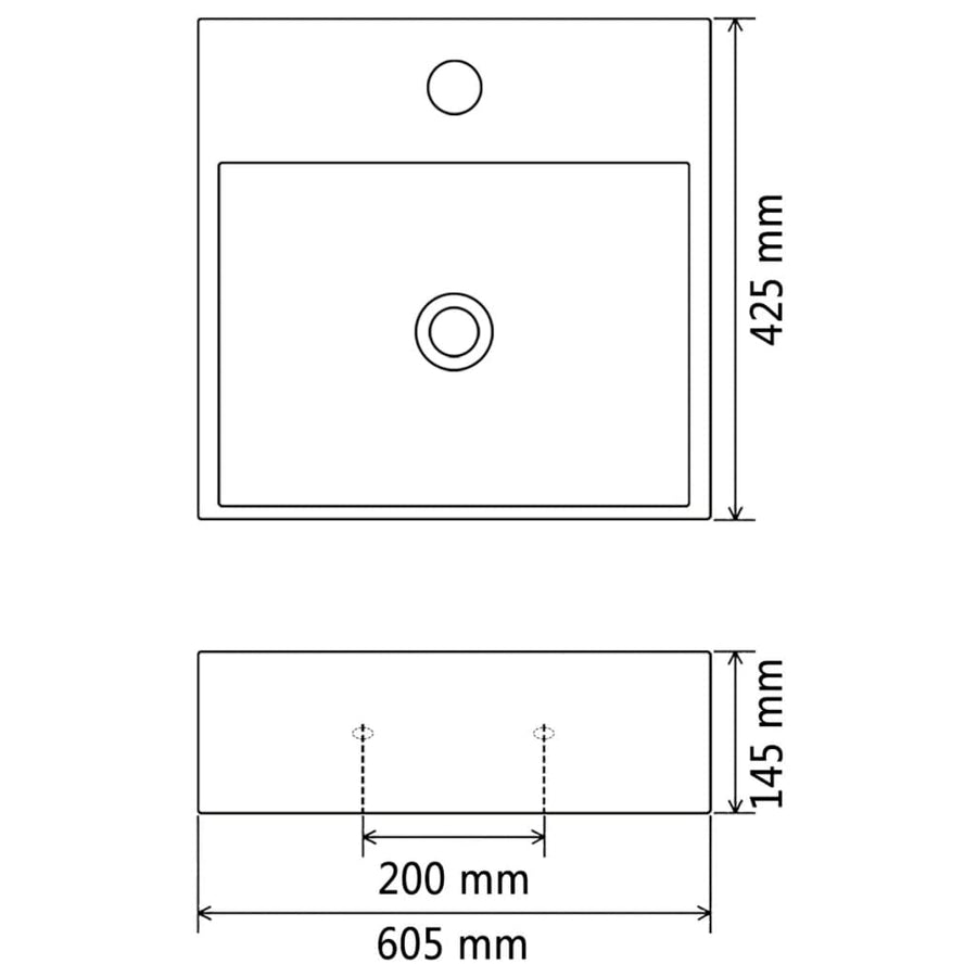 Wastafel Met Kraangat Wit 60,5X42,5X14,5 Cm Keramiek 60.5 x 42.5 x 14.5 cm