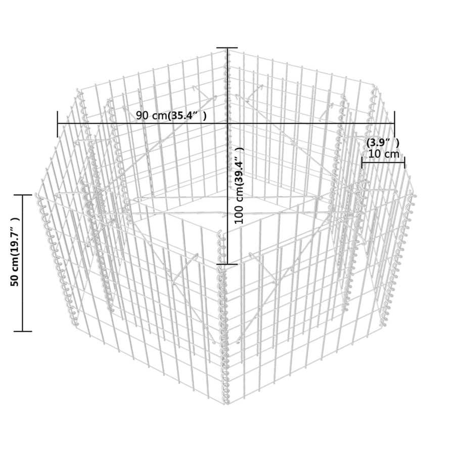 Gabion Plantenbak Verhoogd Zeshoekig 100 x 90 x 50 cm