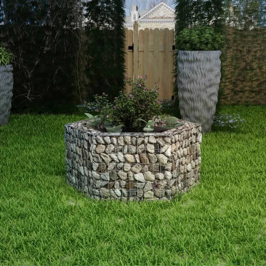 Gabion Plantenbak Verhoogd Zeshoekig 100 x 90 x 50 cm