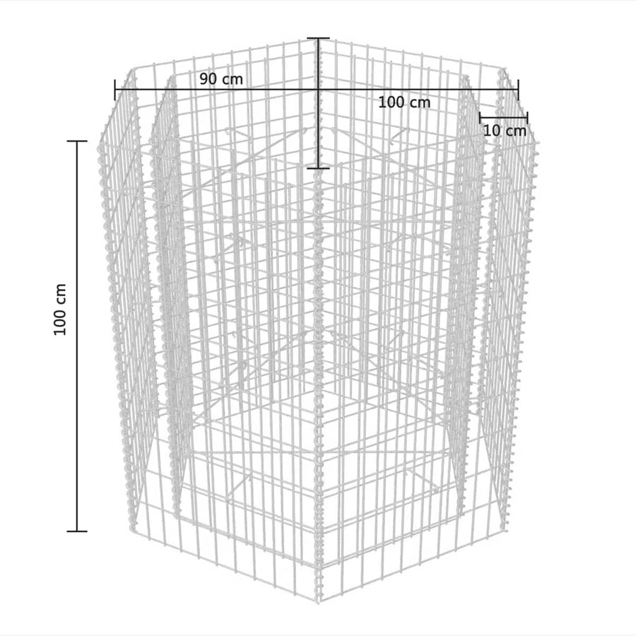 Gabion Plantenbak Verhoogd Zeshoekig 100 x 90 x 100 cm