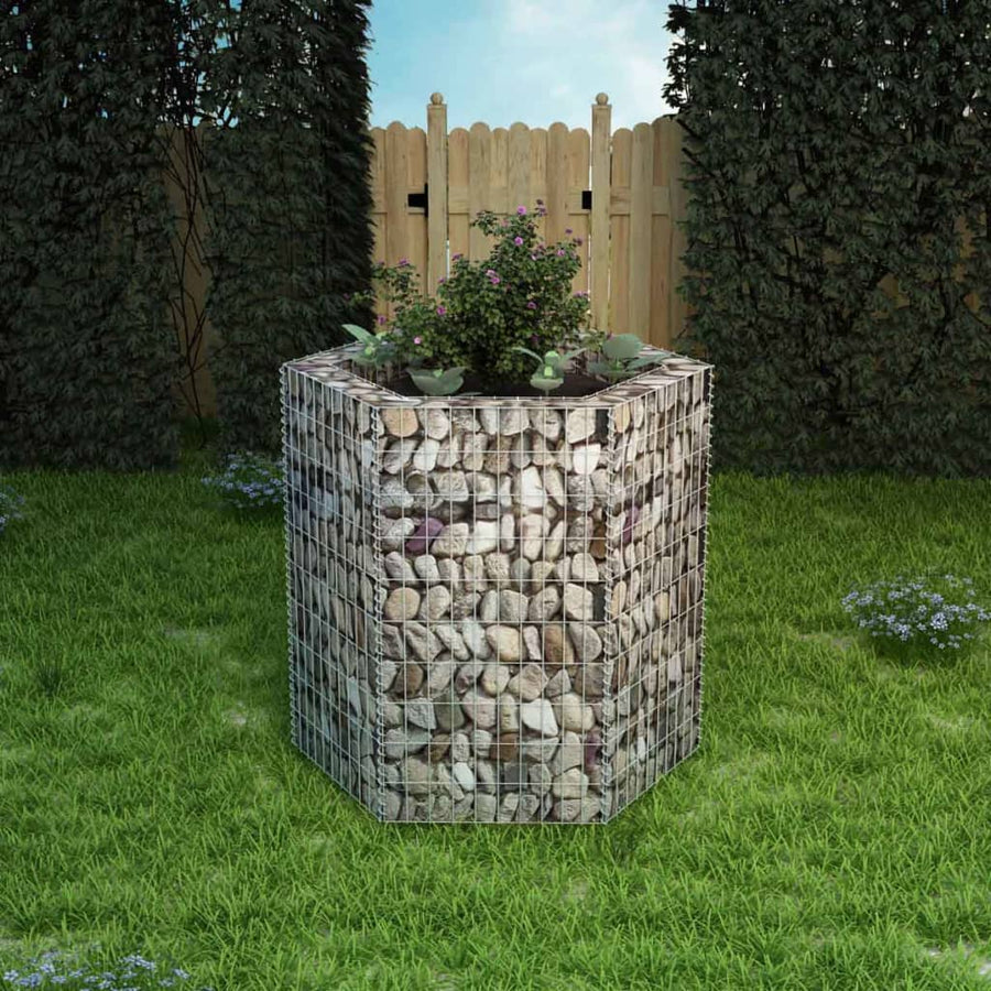 Gabion Plantenbak Verhoogd Zeshoekig 100 x 90 x 100 cm