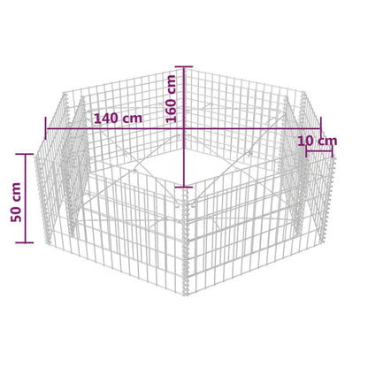 Gabion Plantenbak Verhoogd Zeshoekig 60X40X50 Cm 160 x 139 x 50 cm