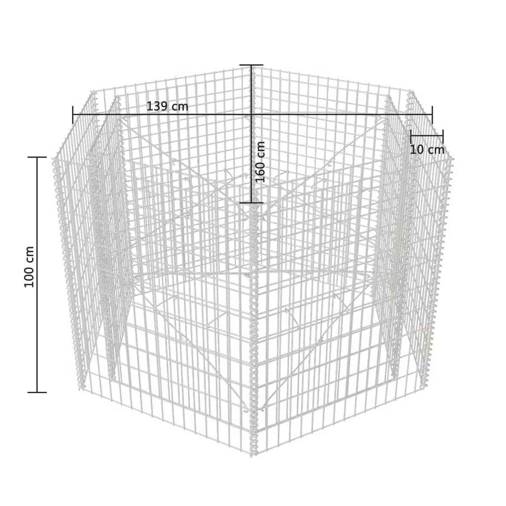 Gabion Plantenbak Verhoogd Zeshoekig 60X40X00 Cm 160 x 139 x 100 cm