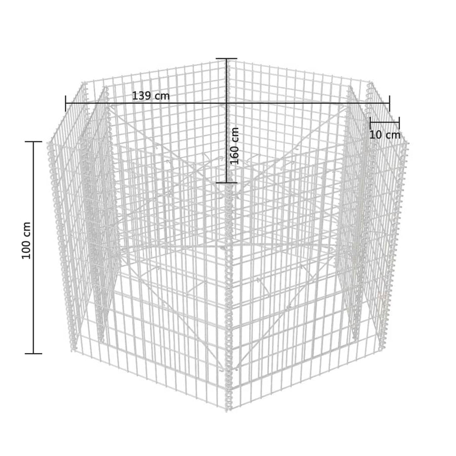 Gabion Plantenbak Verhoogd Zeshoekig 60X40X00 Cm 160 x 139 x 100 cm