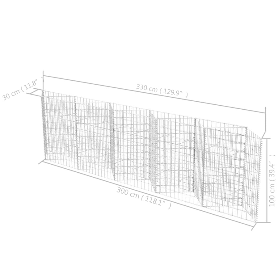Gabion Mand Gegalvaniseerd Staal 300 x 30 x 100 cm