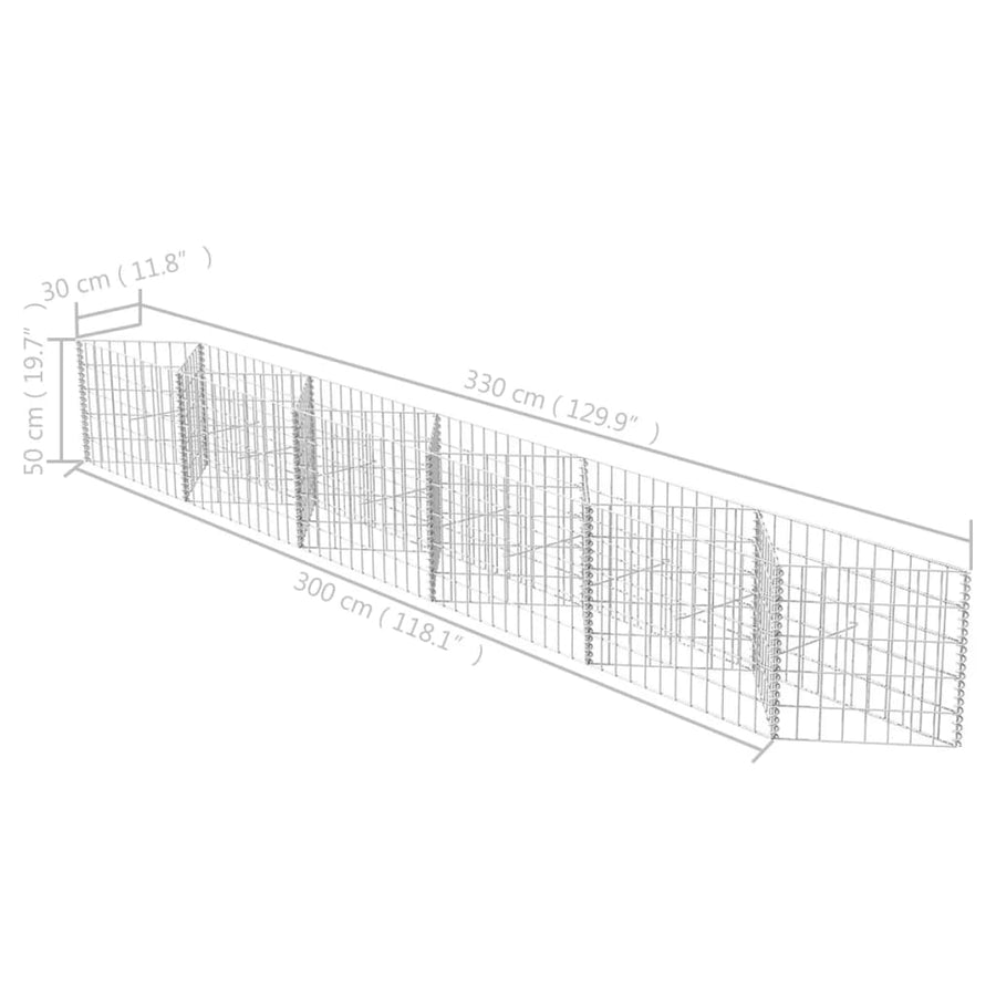 Gabion mand 300x30x50 cm gegalvaniseerd staal 300 x 30 x 50 cm