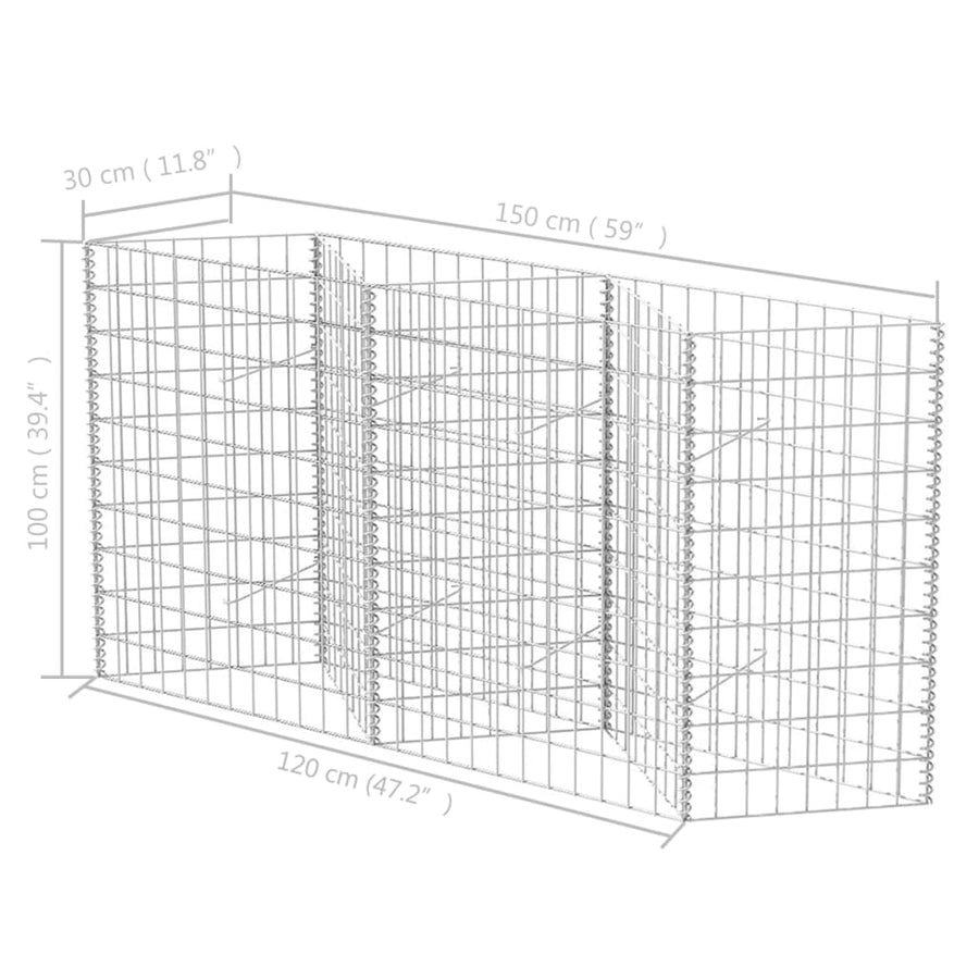 Gabion mand 120x30x100 cm gegalvaniseerd staal 120 x 30 x 100 cm
