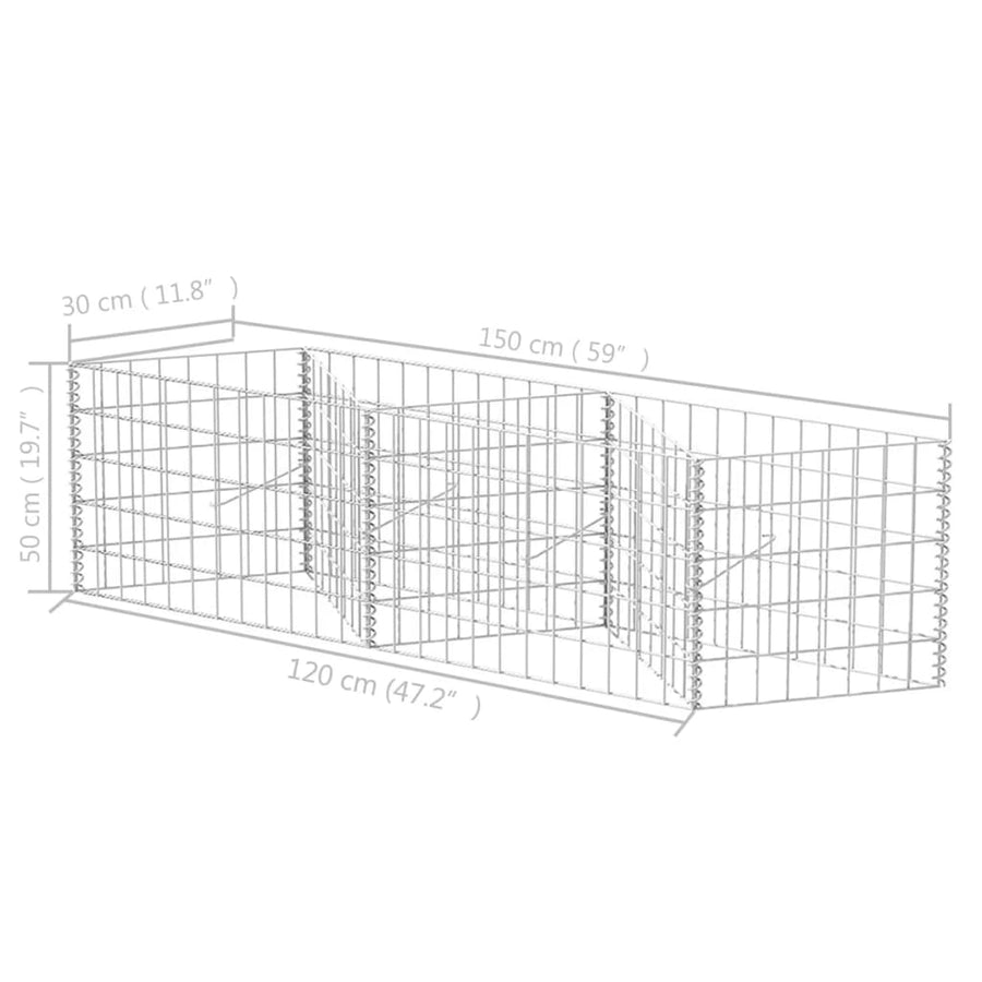 Gabion mand 120x30x50 cm gegalvaniseerd staal 120 x 30 x 50 cm