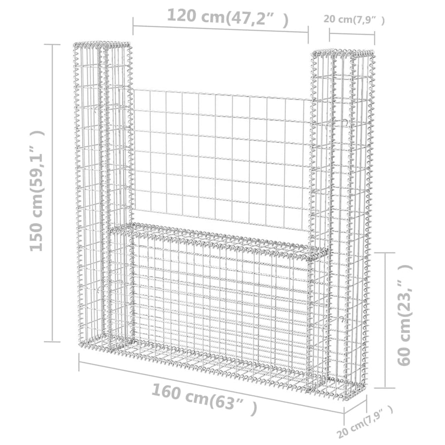 Gabion Mand U-Vormig 160X20X150 Cm Staal