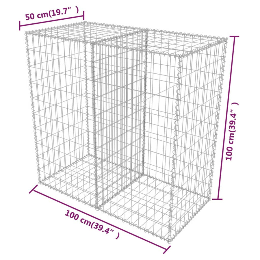 Gabion mand 100x50x100 cm gegalvaniseerd staal 100 x 50 x 100 cm