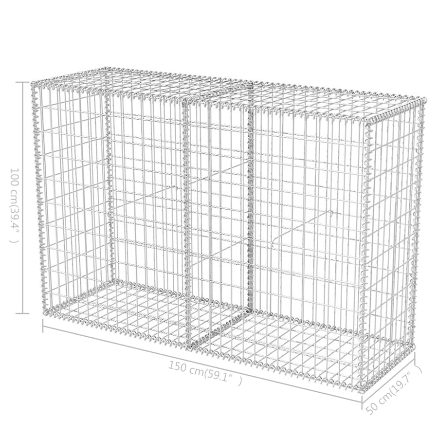 Gabion mand 150x50x100 cm gegalvaniseerd staal 150 x 50 x 100 cm
