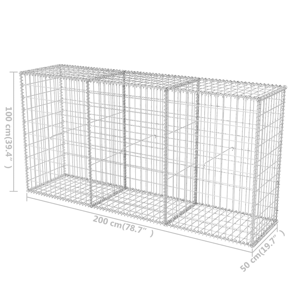 Gabion mand 200x50x100 cm gegalvaniseerd staal 200 x 50 x 100 cm
