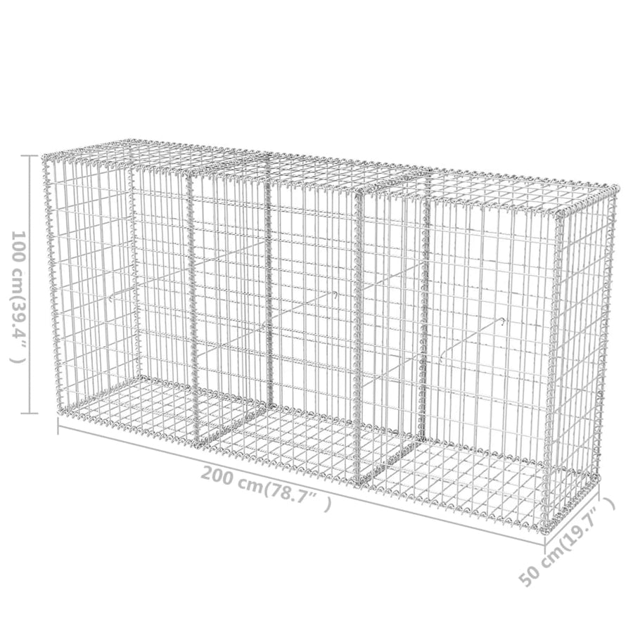 Gabion mand 200x50x100 cm gegalvaniseerd staal 200 x 50 x 100 cm