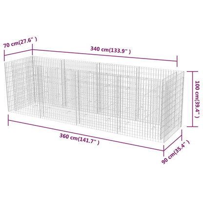 Gabion Plantenbak Verhoogd Staal 360 x 90 x 100 cm