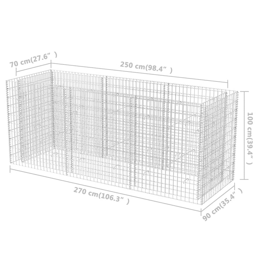 Gabion Plantenbak Verhoogd Staal 270 x 90 x 100 cm