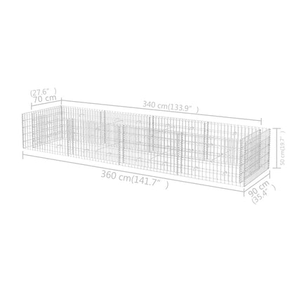 Gabion Plantenbak Verhoogd Staal 360 x 90 x 50 cm