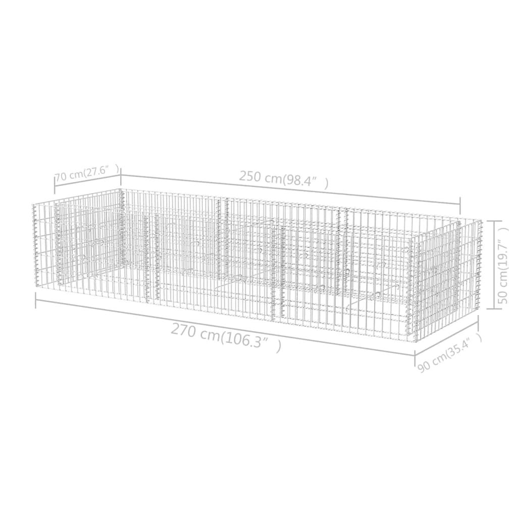 Gabion Plantenbak Verhoogd Staal 270 x 90 x 50 cm