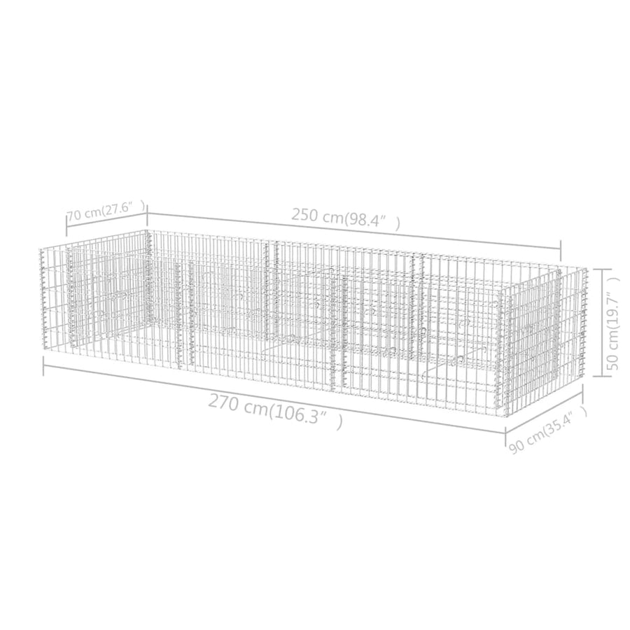 Gabion Plantenbak Verhoogd Staal 270 x 90 x 50 cm