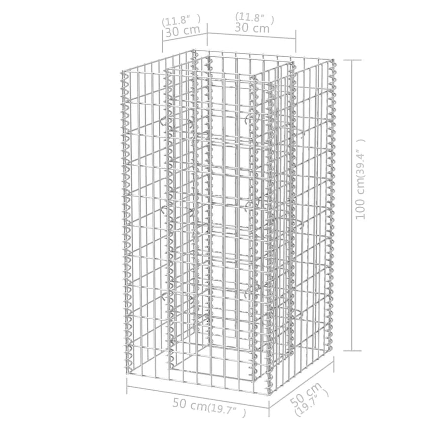 Gabion Plantenbak Verhoogd Staal 50 x 50 x 100 cm