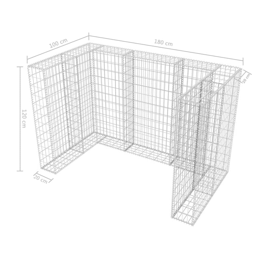 Schanskorf Dubbele Vuilnisbak Ombouw Staal 180 x 100 x 120 cm