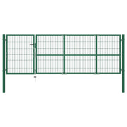 Tuinhekpoort met palen 350x100 cm staal groen