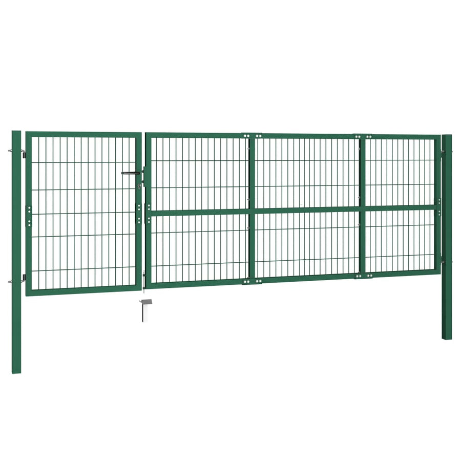 Poort Met Palen 350X Staal 100 cm Groen