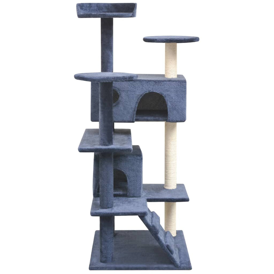 Kattenkrabpaal met sisal krabpalen 125 cm donkerblauw 67 x 67 x 125 cm Donkerblauw