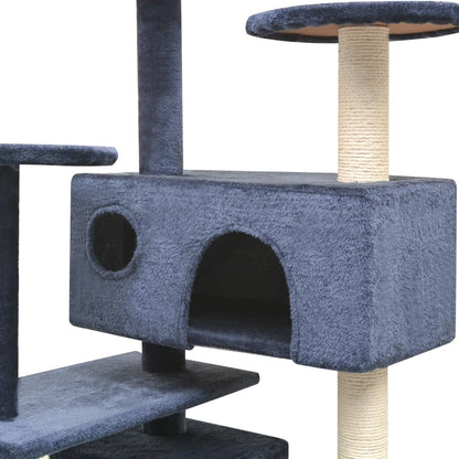 Kattenkrabpaal met sisal krabpalen 125 cm donkerblauw 67 x 67 x 125 cm Donkerblauw