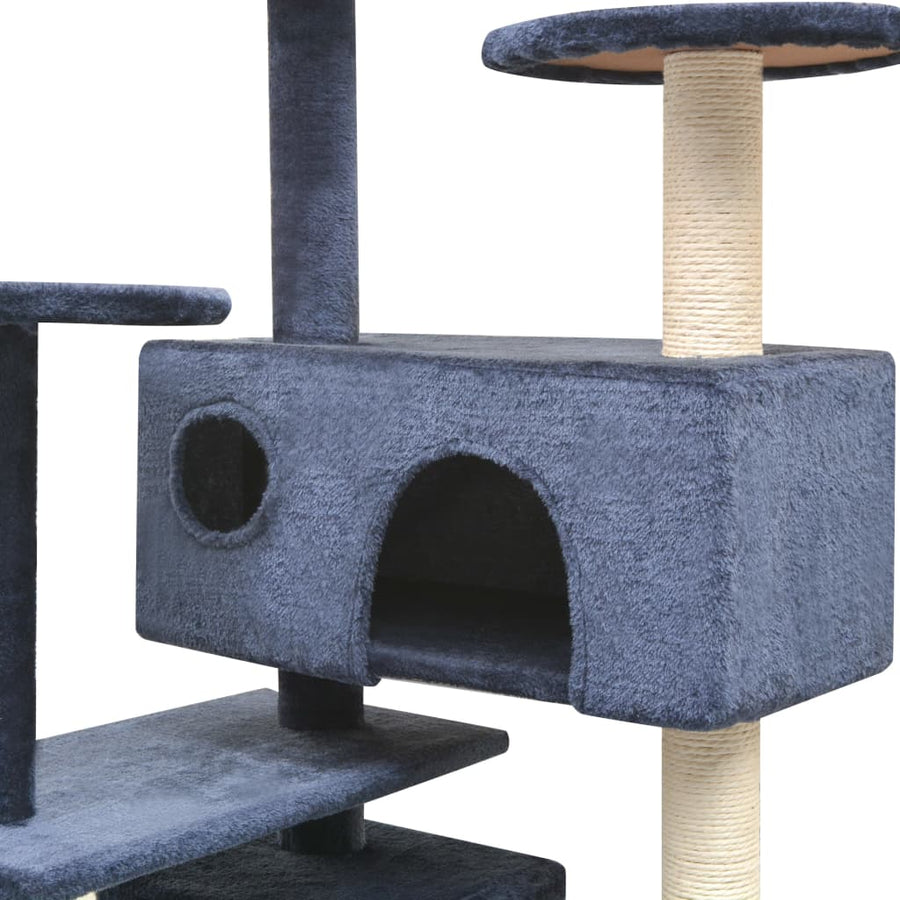 Kattenkrabpaal met sisal krabpalen 125 cm donkerblauw 67 x 67 x 125 cm Donkerblauw