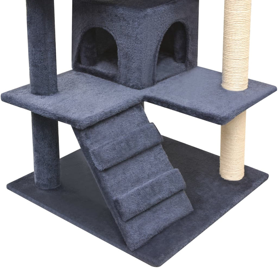 Kattenkrabpaal met sisal krabpalen 125 cm donkerblauw 67 x 67 x 125 cm Donkerblauw