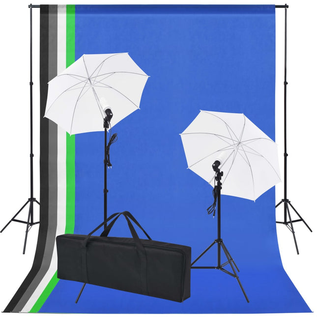 Fotostudio Set Met 5 Gekleurde Achtergronden & 2 Paraplu's