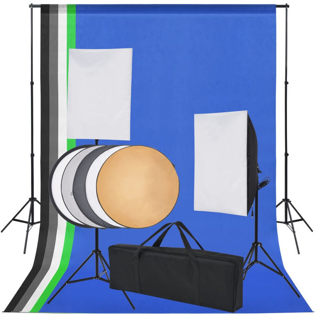 Fotostudio Set Met 5 Gekleurde Achtergronden & 2 Softboxen