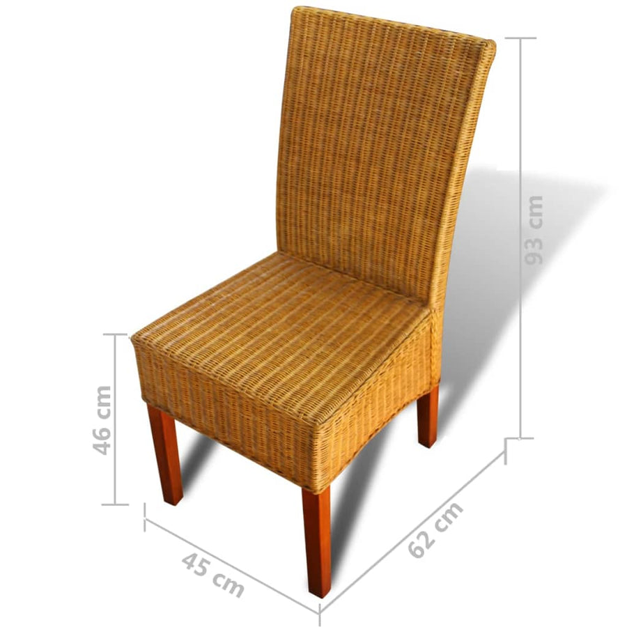 Eetkamerstoelen Natuurlijk Rattan Bruin 2