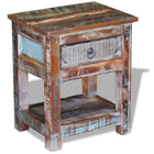Side table with drawer 43x33x51 cm solid reclaimed wood