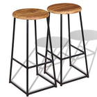 Barkruk massief teakhout 2 st 35x35x76 cm