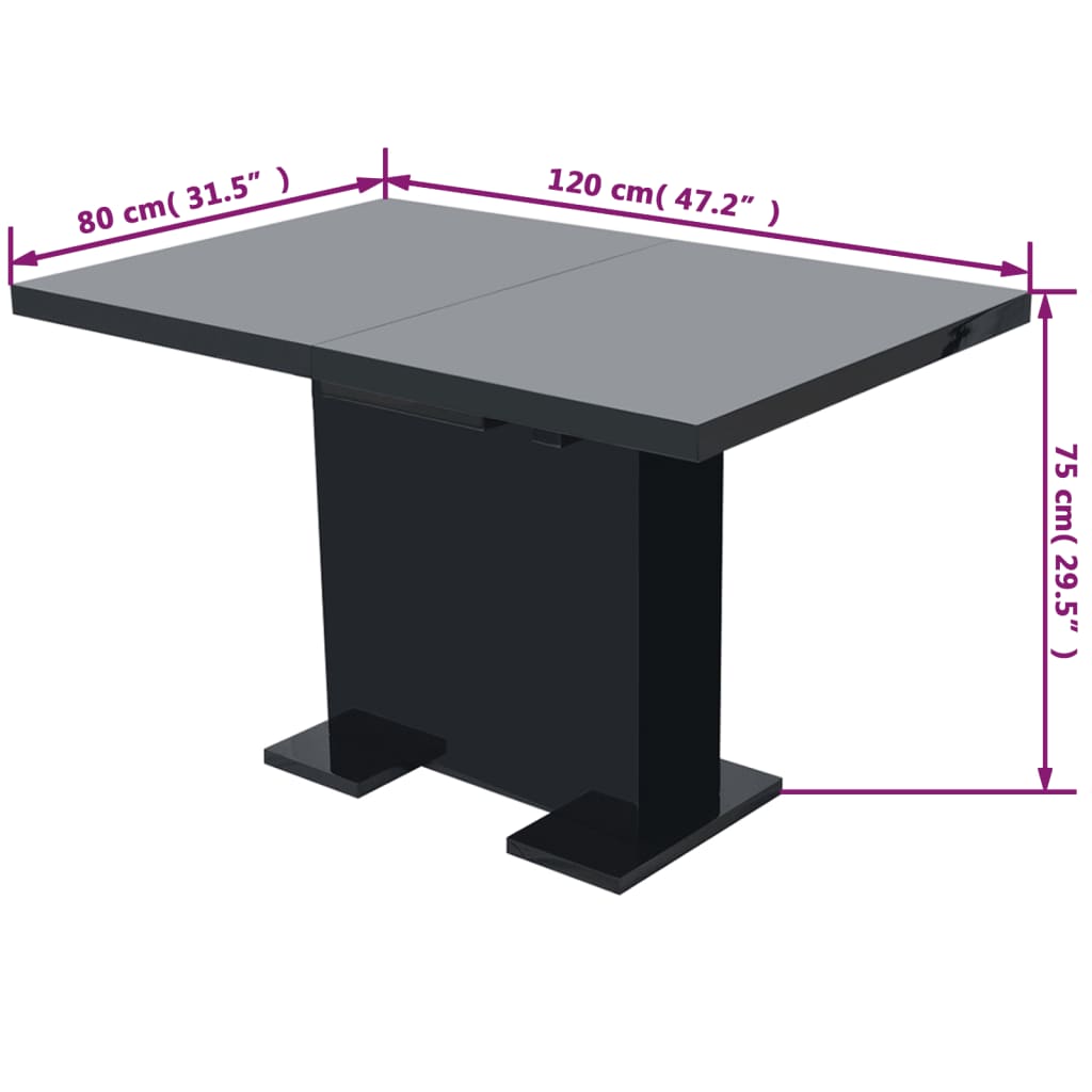 Eettafel Uitschuifbaar Hoogglans zwart