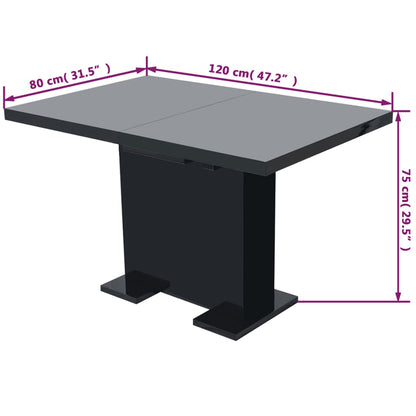 Eettafel Uitschuifbaar Hoogglans zwart