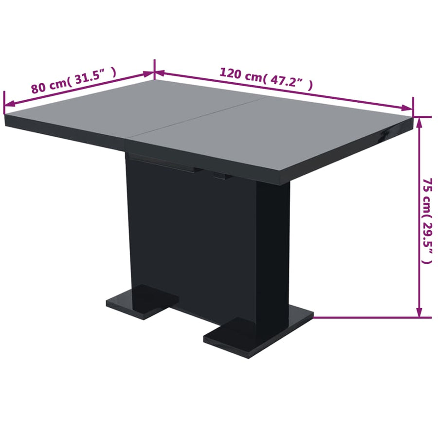 Eettafel Uitschuifbaar Hoogglans zwart