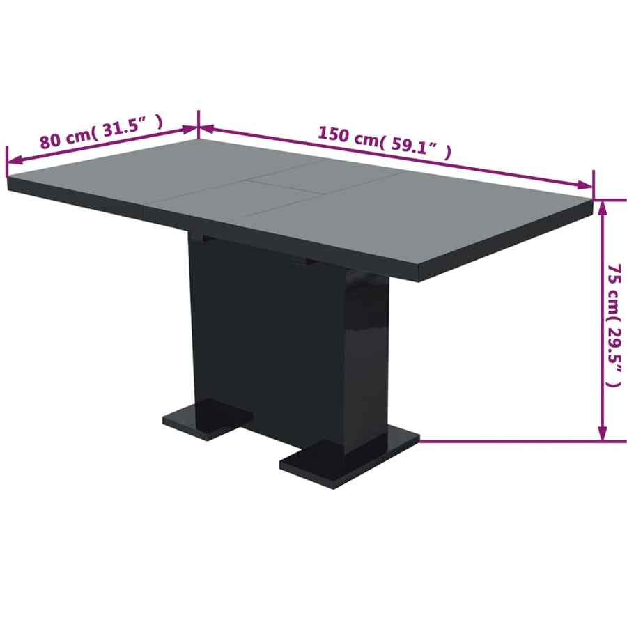 Eettafel Uitschuifbaar Hoogglans zwart