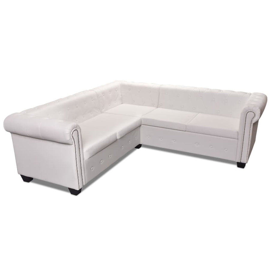 Hoekbank Chesterfield-Stijl Kunstleer Wit