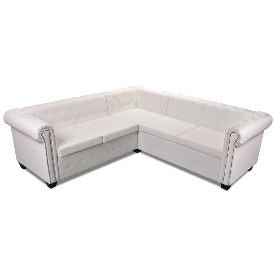 Hoekbank Chesterfield-Stijl Kunstleer Wit