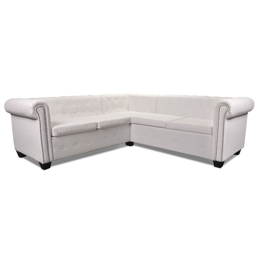 Hoekbank Chesterfield-Stijl Kunstleer Wit