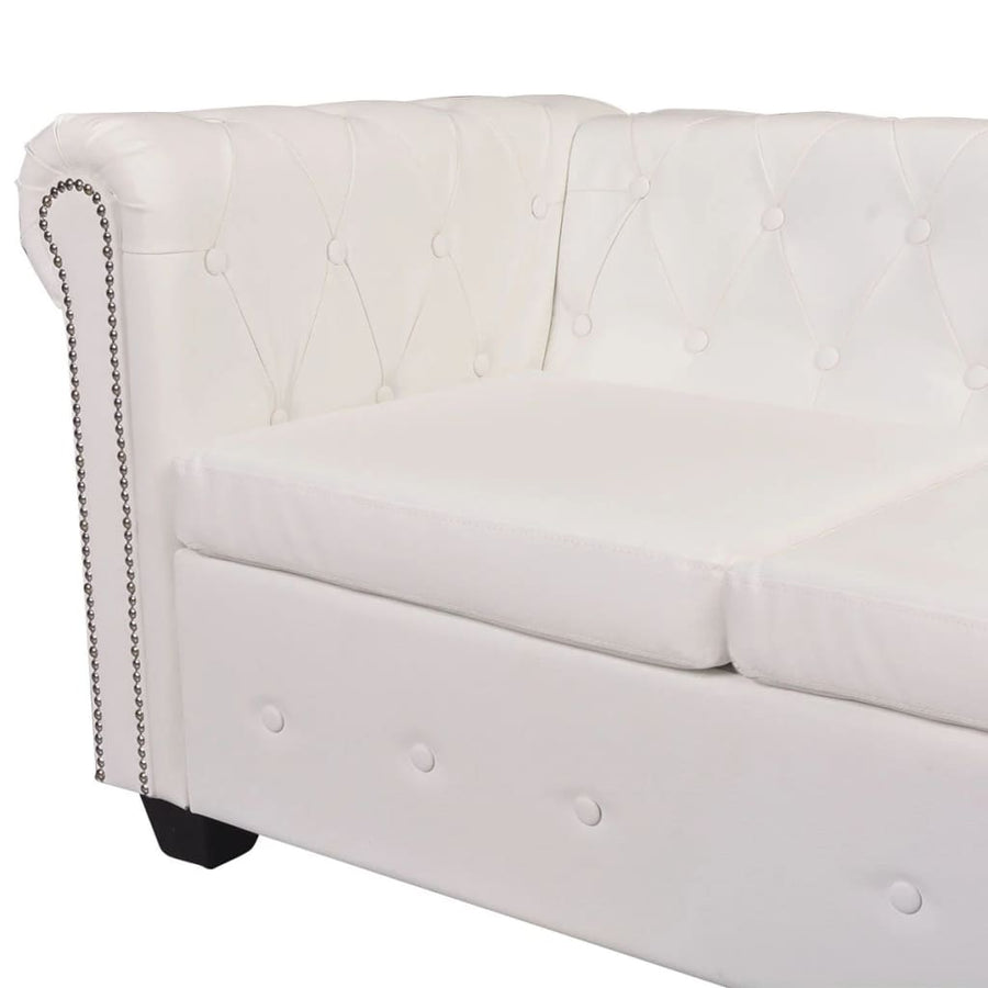 Hoekbank Chesterfield-Stijl Kunstleer Wit